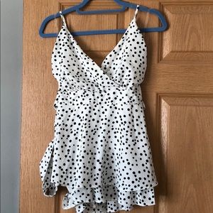 Won’t Let You Go - White Polka Dot Romper PinkLily